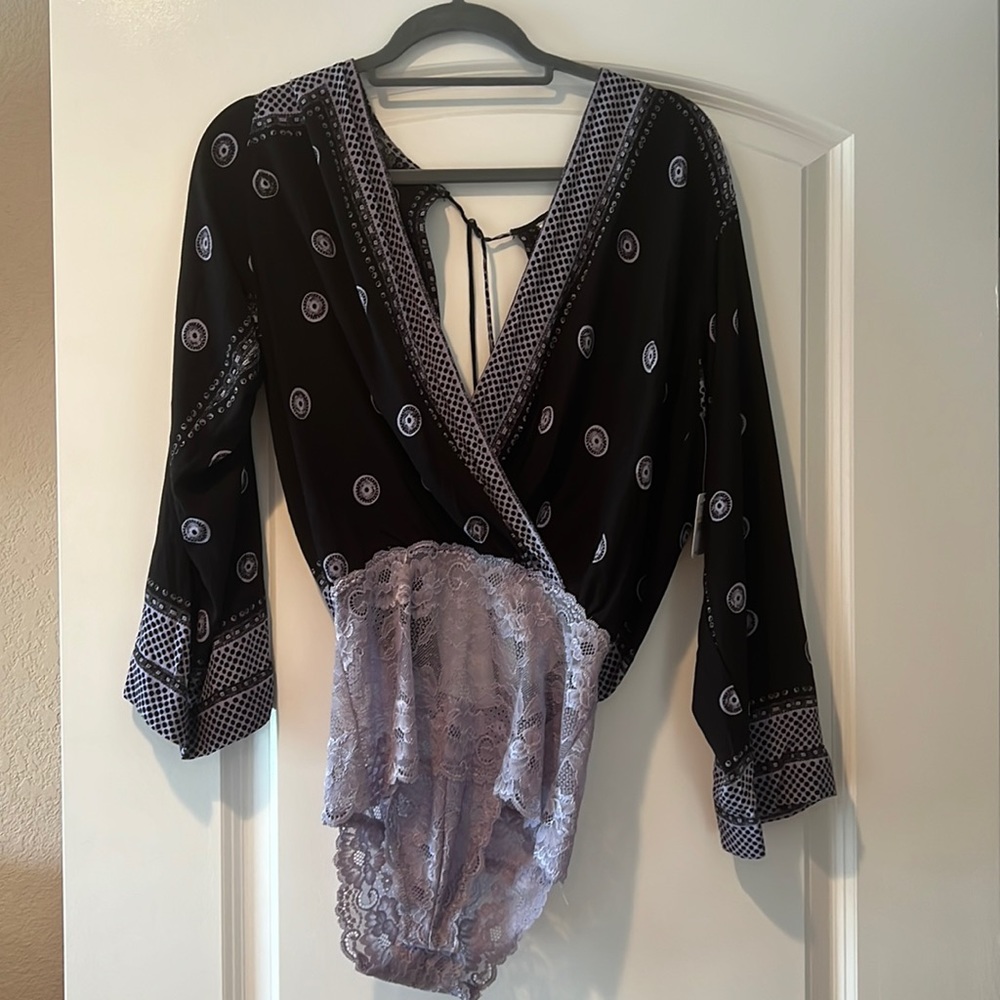 Free People Black Bodysuit